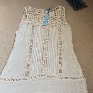 Cream Lace Sleeveless Coverup